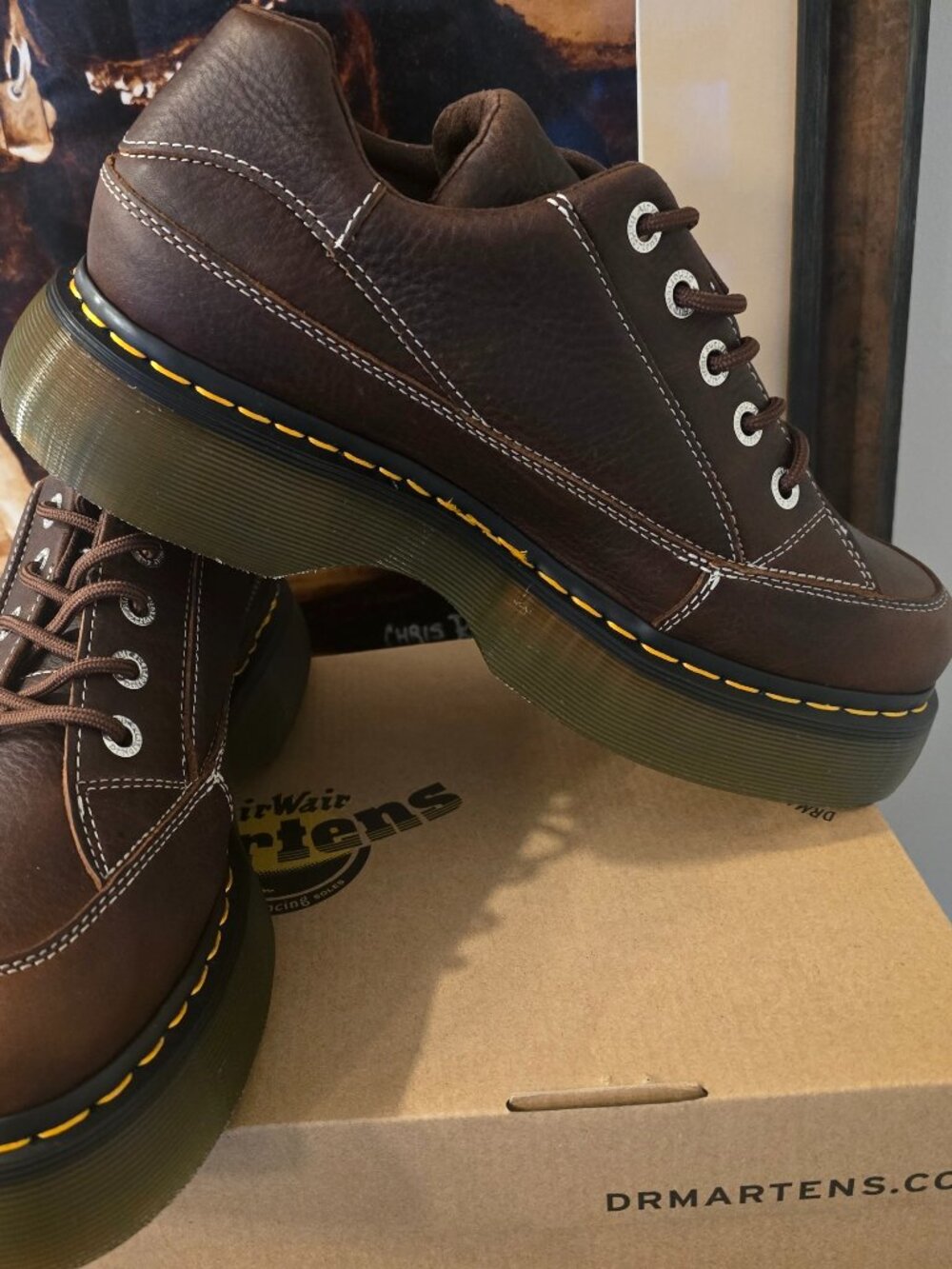 Dr Martens Buzz 5-Eye Lace Up Shoes Boots Brown Grizzly Leather Men's Sz 10 NEW